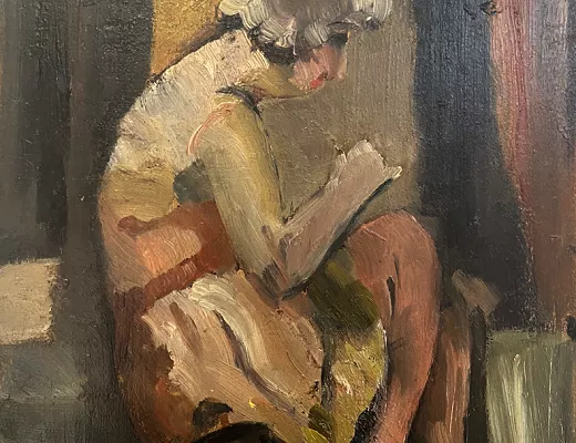 Femme assise à la lecture 